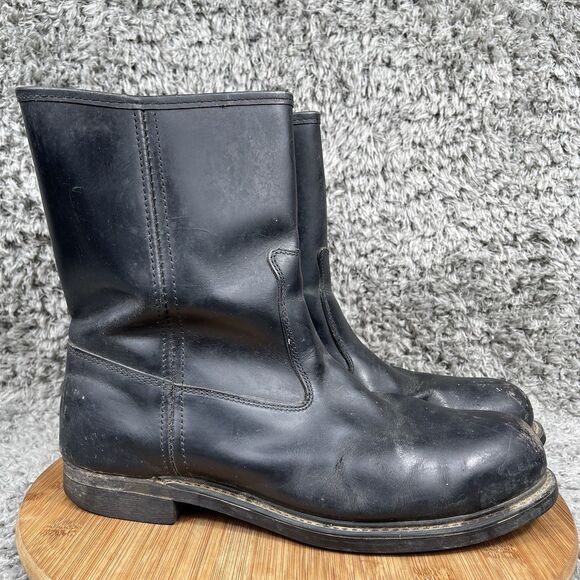 Vintage Cowboy Western Leather Boots Men's 9.5 E Pull On Steel Toe 86516 - Picture 1 of 10